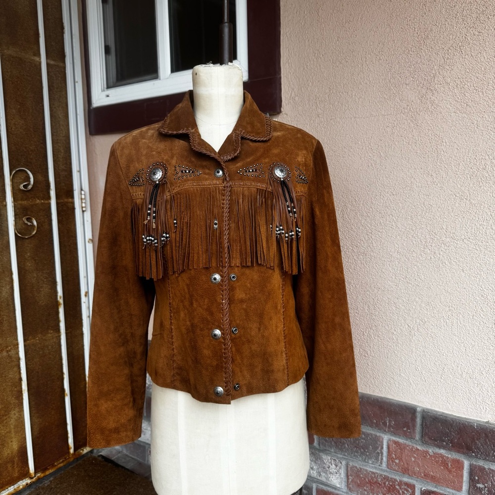 Scully Tan Suede Fringe Leather Jacket - Picture 2 of 15